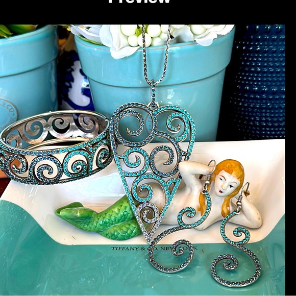⭐️SOLD⭐️Brighton SEA OF LOVE Blue Turquoise Crystal LONG Necklace Bracelet Earri - Picture 16 of 16